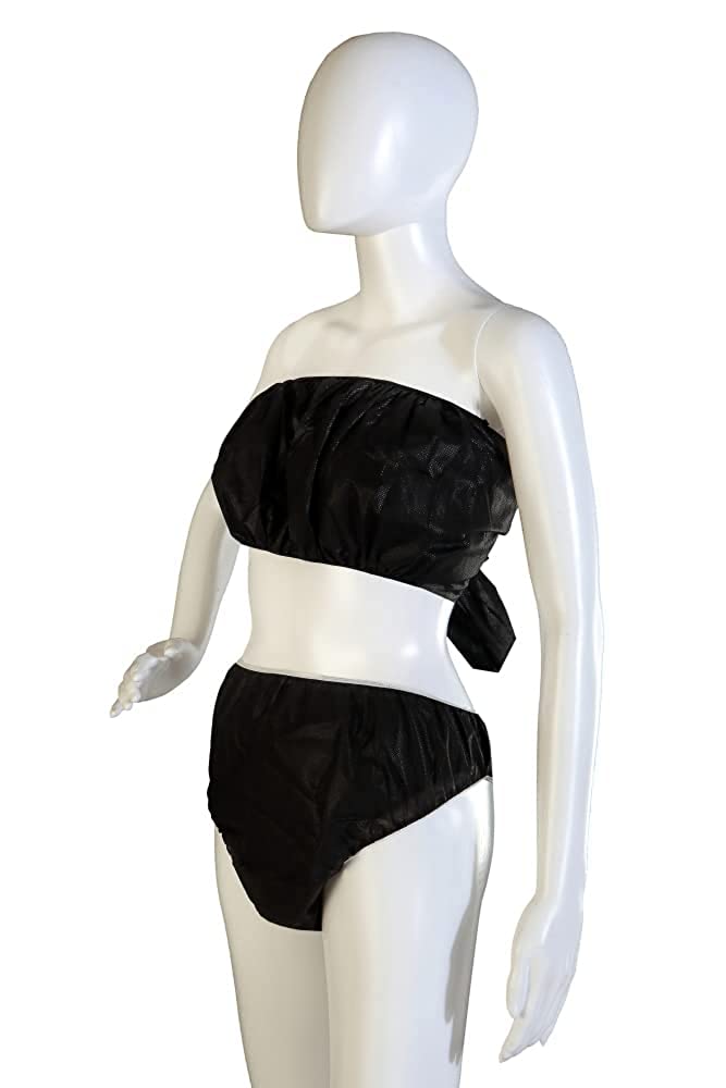 Dargar's Non Woven Disposable Set of Bra and Panties for Women and Girls Travelling/Spa/Body Massage/Surgeries/Maternity Free Size fit for Small to XXL Black (Pack of 20)