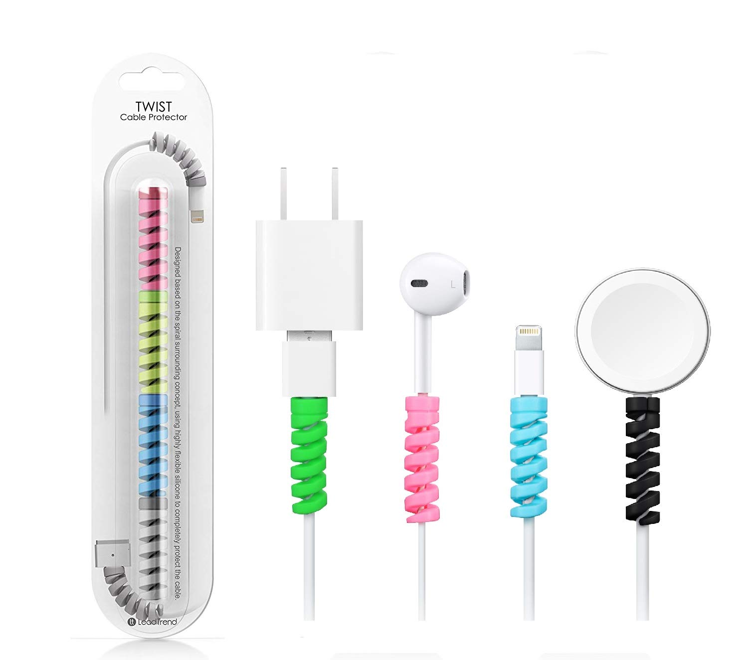 Dargar's Spiral Charger Cable Protector Data Cable Saver Charging Cord Protective Cable Cover Set of 4