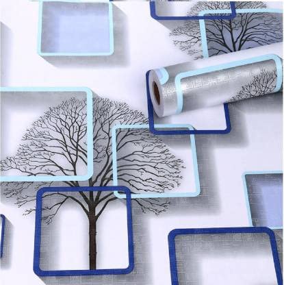 Dargar's Wall Stickers Wallpaper DIY Decal (45 x 500 cm) 3D Frames PVC DIY Self Adhesive, Active Blue (Pack of 1)