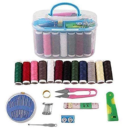 Dargar's Portable Travel Sewing Kits Box with Color Needle Threads Scissor pin Hand Work Sewing Box Handwork Accessories for Home and Travel