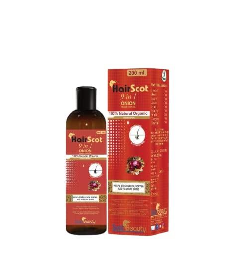 Scot Beauty 9 in 1 Onion Seeds Hair Oil | Anti Hair fall & Anti Dandruff | Promotes hair growth | Strengthen roots | Shiny, silky & smooth hairs 200ML