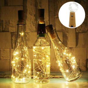 Dargar's 20 LED Wine Bottle Cork Copper Wire String Lights, 2M Battery Powered for Home Decoration (Warm White, Pack of 12)