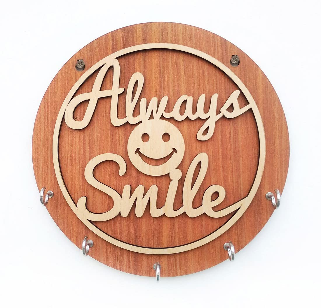 Dargar's Always Smile Key Holder/Key Chain Hanging Board/Wall Hanging Key Holder Design No of Hooks 5