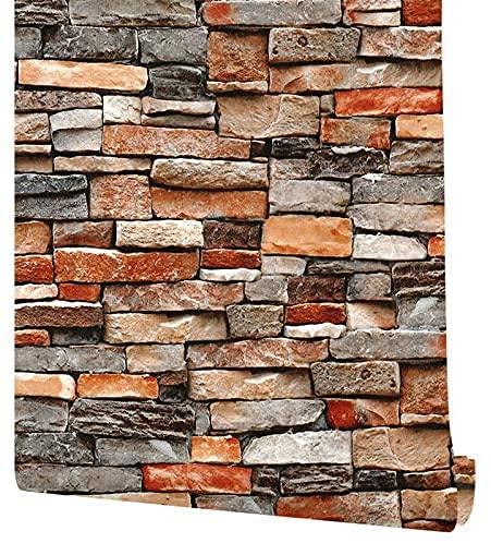 Dargar's RED and Grey Brick PVC SELF Adhesive Wallpaper for LIVINGROOM Kitchen Bedroom Walls Cabinet Draw Peel and Stick Wallpaper 45 x 500 cm (Pack of 1)