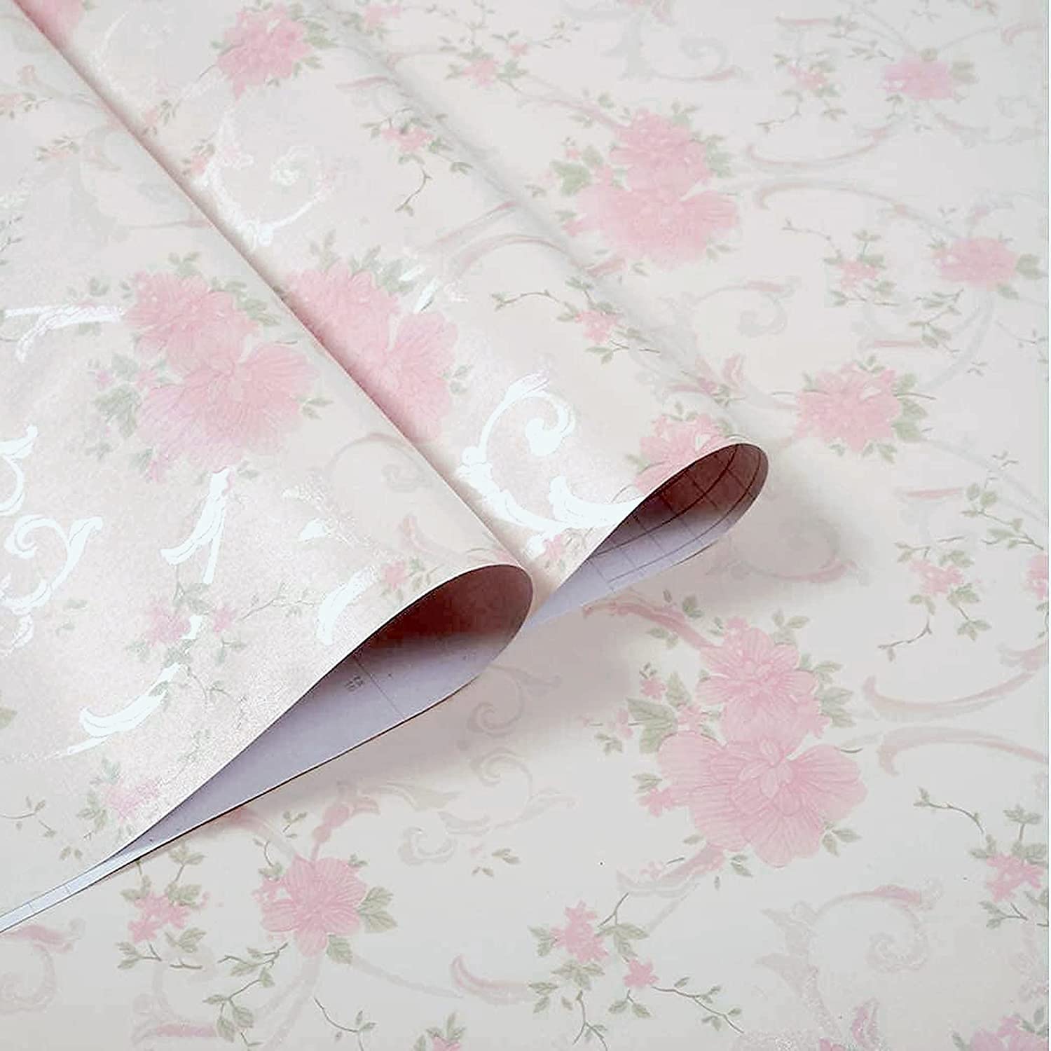 Dargar's Self Adhesive Wallpaper Waterproof Vinyl Stickers PVC Pink Floral Wall Papers 45 x 500 cm (Pack of 1)