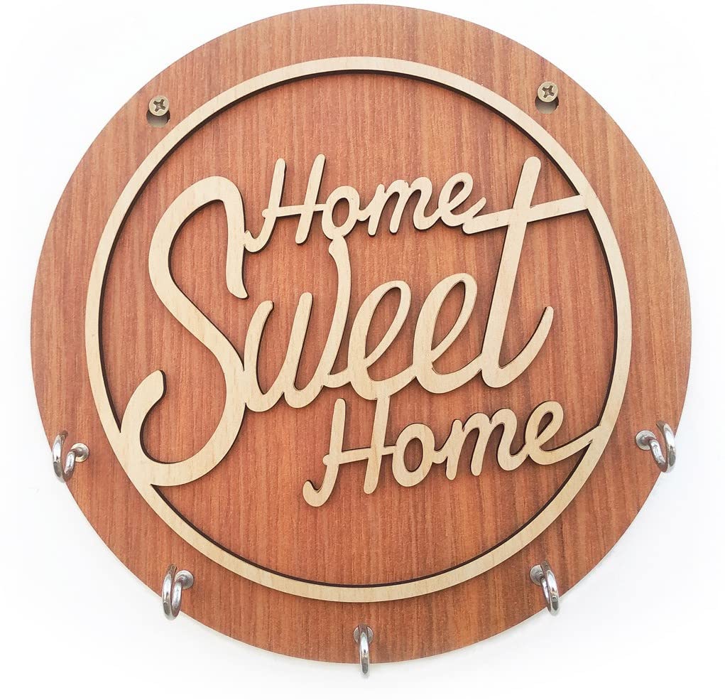 Home Sweet Home Round Shape Key Holder No of Hooks 5