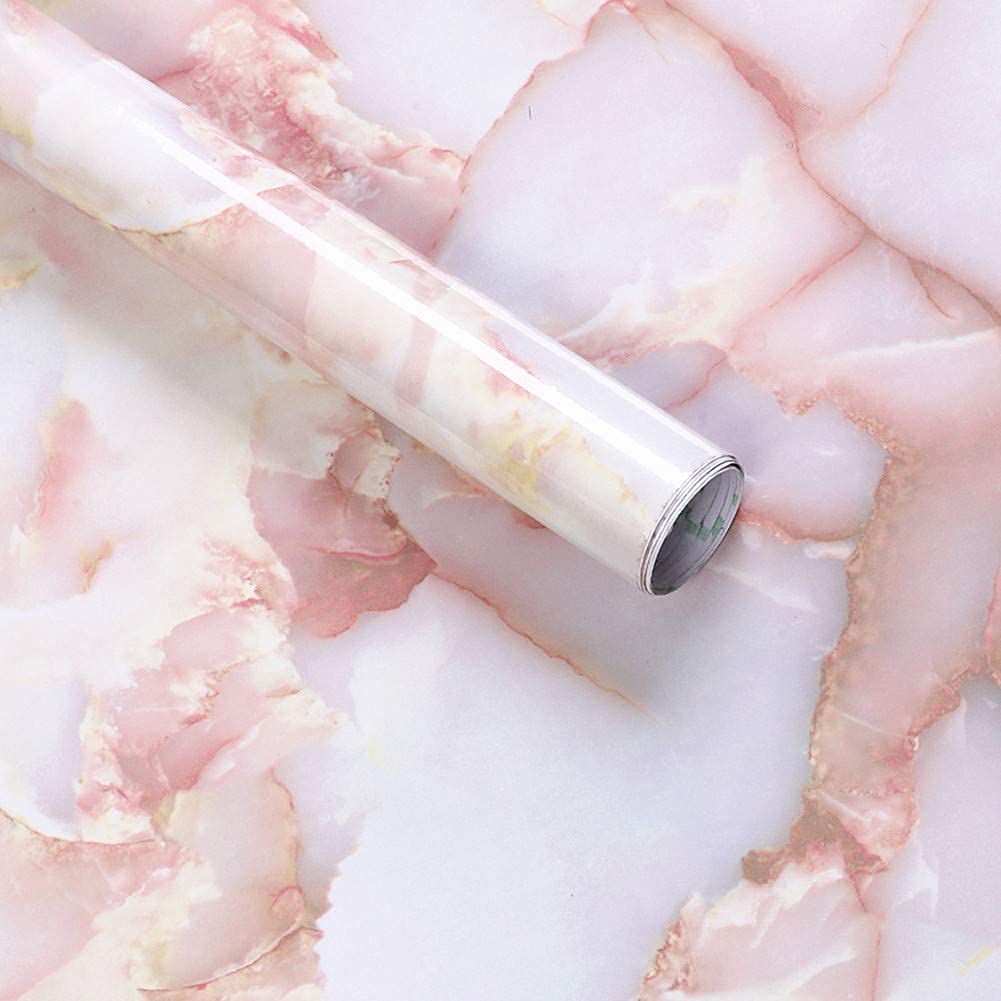 Dargar's Pink Color Marble Wallpaper - Self Adhesive, Waterproof for Home and Wall Decoration Wallpaper (Pink Marble 60*200cm) Pack of 1