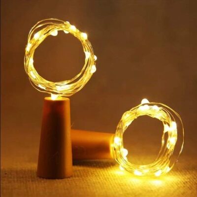Dargar’s 20 LED Wine Bottle Cork Copper Wire String Lights, 2M Battery Powered for Home Decoration (Warm White, Pack of 6