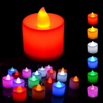 Dargar’s LED Flameless and Smokeless Battery Operated Tea Light Candle for Indoor Outdoor Decoration, Multicolour -Pack of 18