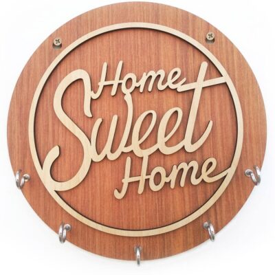Home Sweet Home Round Shape Key Holder No of Hooks 5