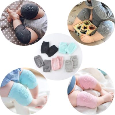 Dargar’s Baby Knee Pad for Crawlin | Anti-Slip Pad Stretchable Elastic Cotton Soft Comfortable Knee Cap | Elbow Safety Protector | Multi-Colored |2 Pair