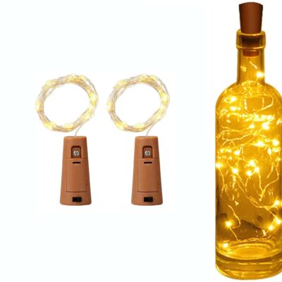 Dargar’s 20 LED Wine Bottle Cork Copper Wire String Lights, 2M Battery Powered for Home Decoration (Warm White, Pack of 4)