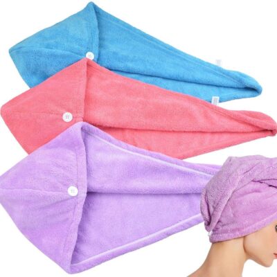 Dargar’s Cotton Quick Absorbent Hair Drying Magic Hair Towel Wrap Hair Wrapper Dryer SOFE Microfiber Turban Head Towel Cap for Women (Multicolour, 210 GSM, Pack of 1)