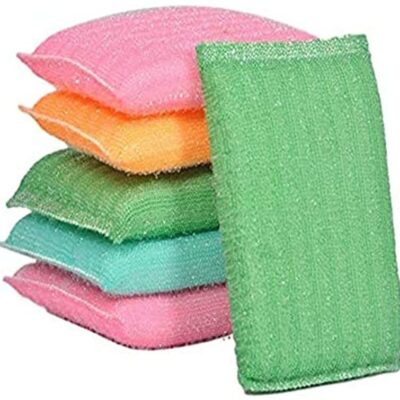 Dargar’s Stainless Steel Scrub with Sponges Metal Scrubber – Pack of 6 | Sponge Scrubber for Dishes, Pots, Pans, Kitchens, Bathroom, and Tough Cleaning – Multicolored