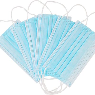 Dargar’s 3 Layer Non-Woven Fabric Disposable Face Mask With Nose Clip (Pack of 50, Without Valve, Blue) for Unisex