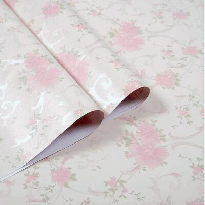 Dargar’s Self Adhesive Wallpaper Waterproof Vinyl Stickers PVC Pink Floral Wall Papers 45 x 500 cm (Pack of 1)
